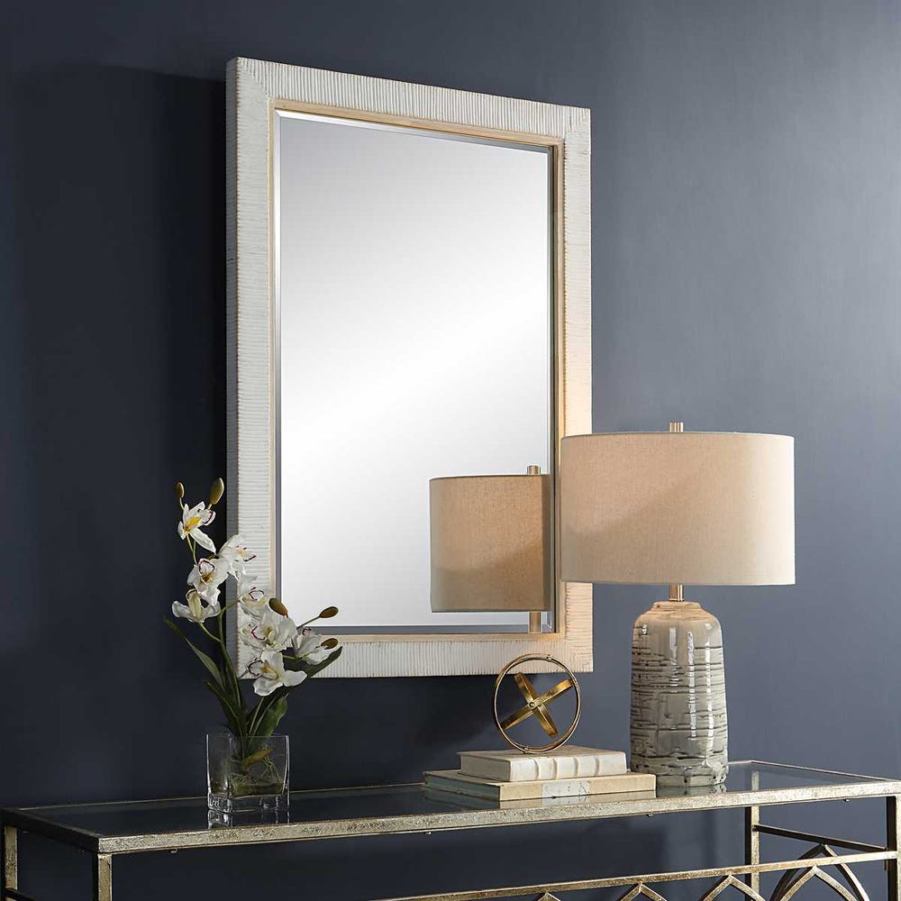 Uttermost Cape Whitewashed Rattan Wrapped Mirror - Image 3