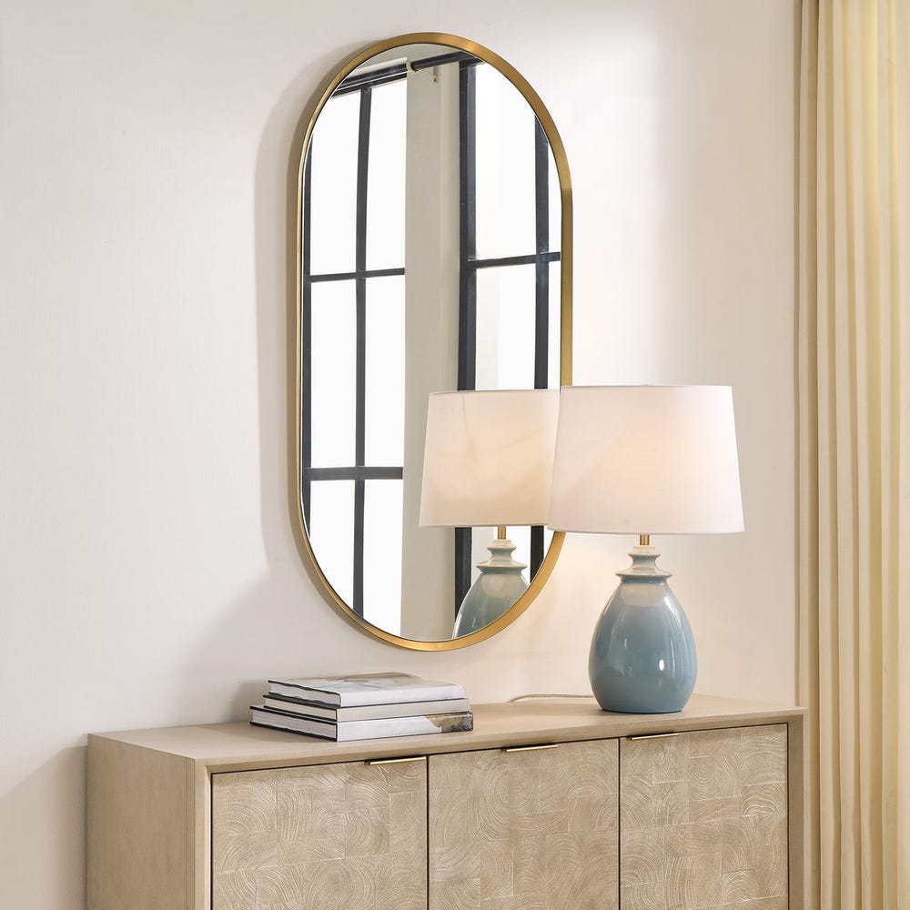 Uttermost Torrado Oval Antique Brass Mirror - Image 2