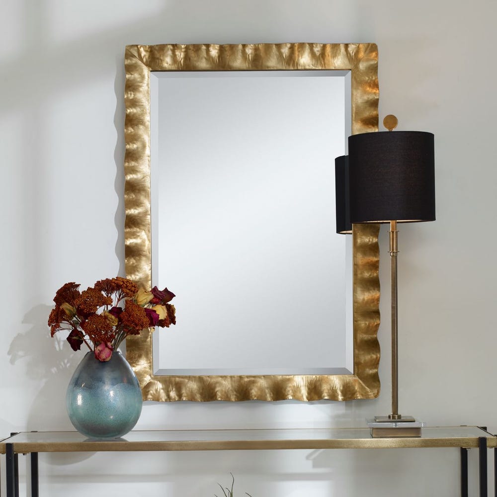 Uttermost Haya Antique Gold Scalloped Edge Mirror - Image 1