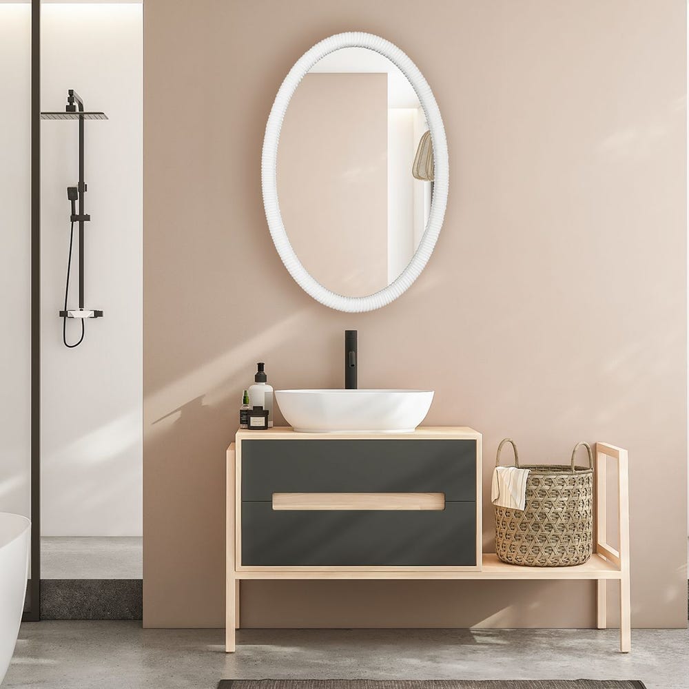 Uttermost Bali Matte White Oval Mirror - Image 1