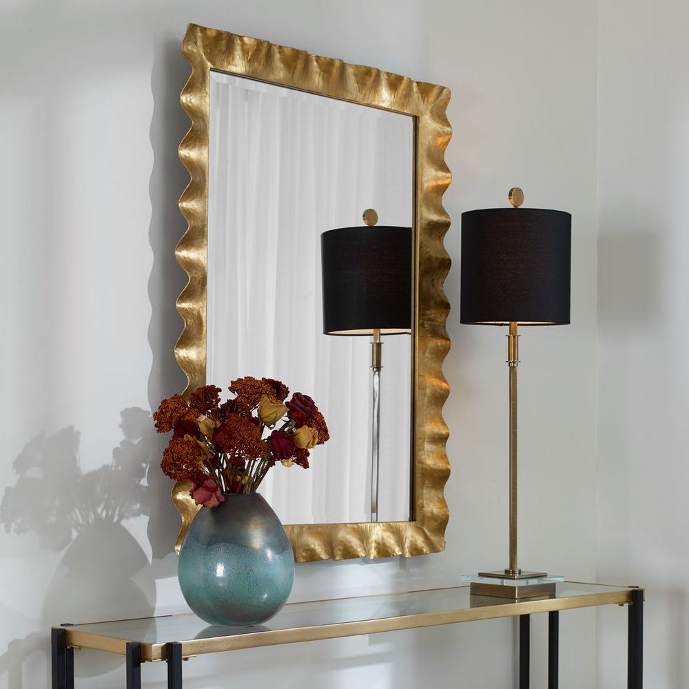 Uttermost Haya Antique Gold Scalloped Edge Mirror - Image 2