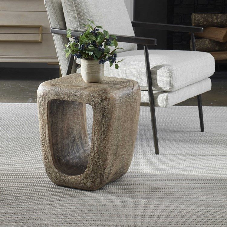 Uttermost Loophole Bleached Wash Suar Wood Accent Stool - Image 1