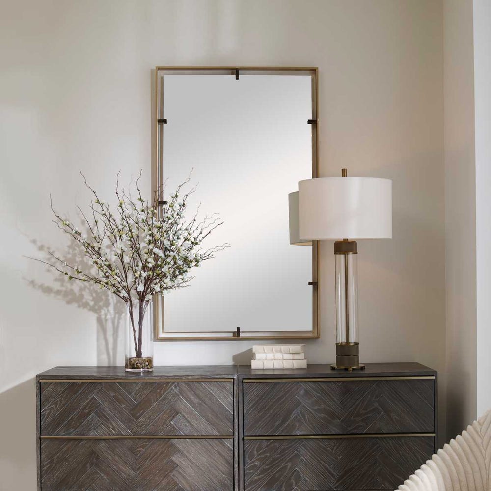 Uttermost Egon Iron Framed Warm Gold Mirror - Image 1