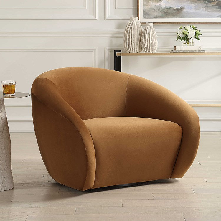 Uttermost DeSoto Hazelnut Velvet Swivel Chair - Image 3