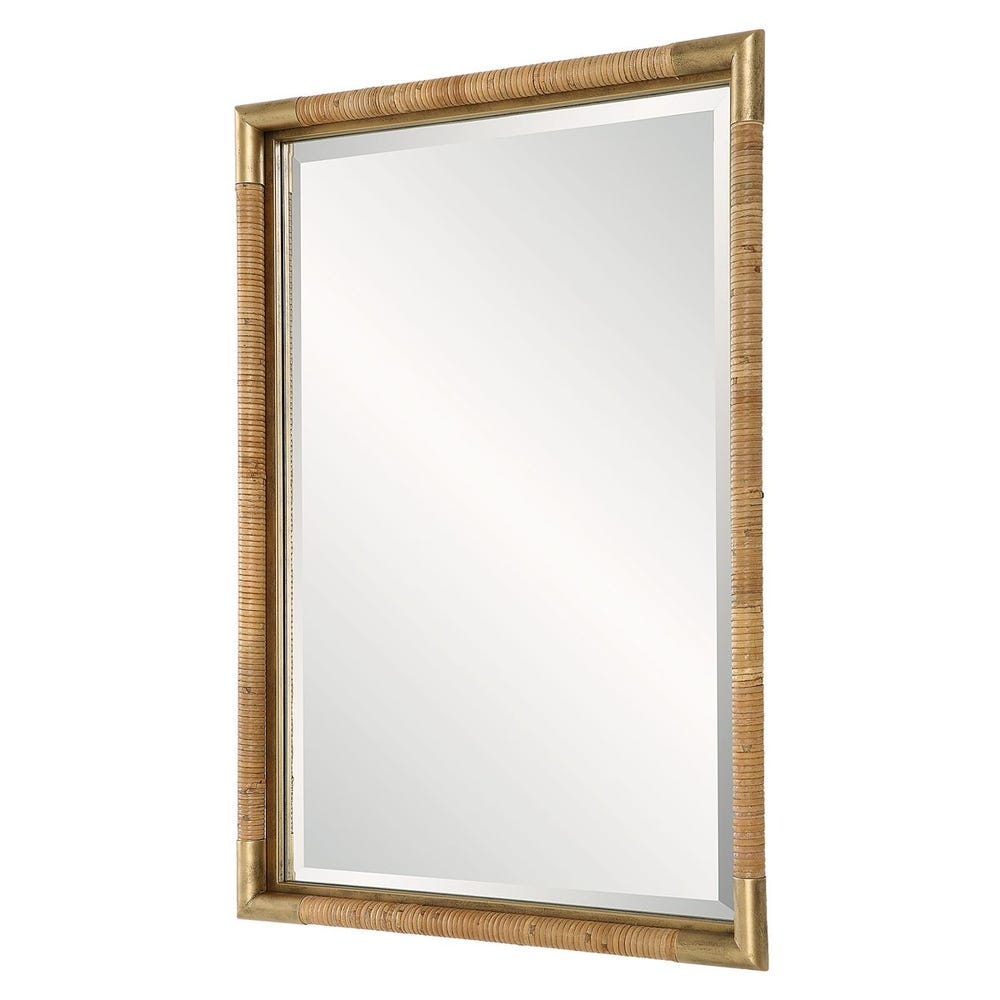 Uttermost Kampar Antique Gold And Wrapped Rattan Vanity Mirror - Image 3