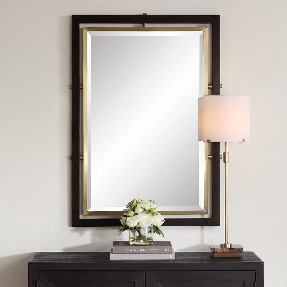 Uttermost Bach Walnut Stained Frame Rectangle Mirror - Image 1