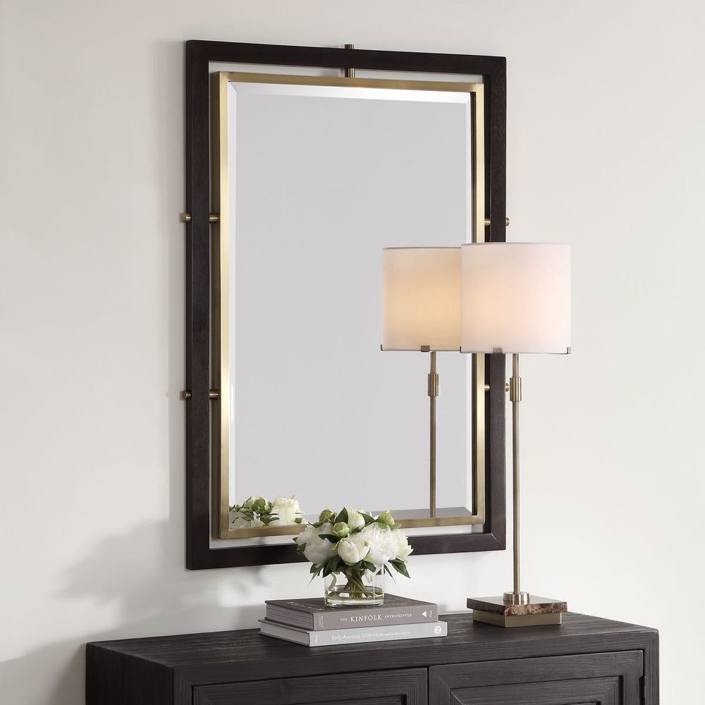 Uttermost Bach Walnut Stained Frame Rectangle Mirror - Image 2