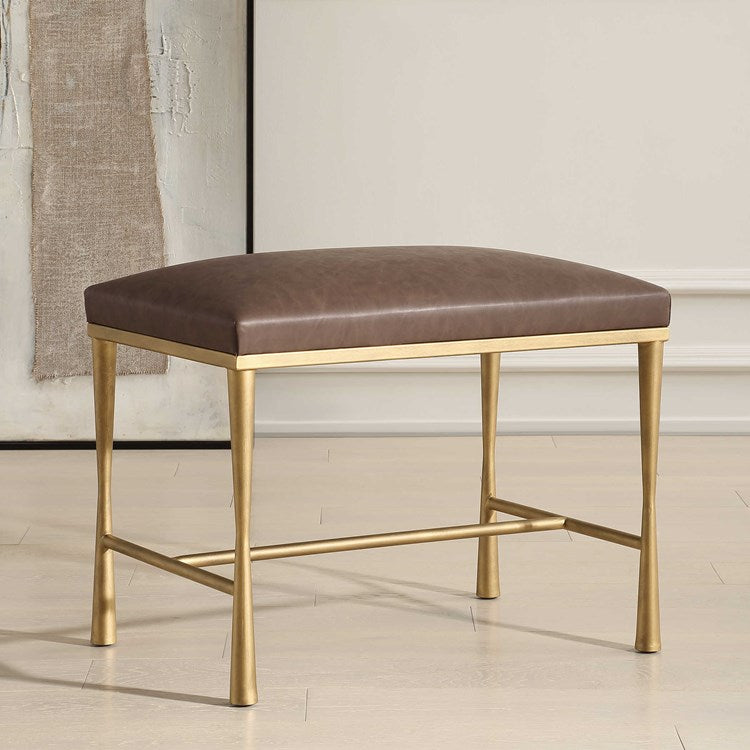 Uttermost Reform Faux Cocoa Leather Small Accent Bench - Image 3