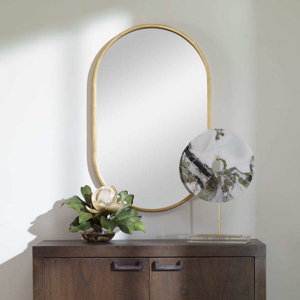Uttermost Varina Oval Antique Gold Leaf Mirror - Image 2
