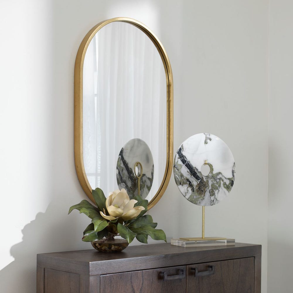 Uttermost Varina Oval Antique Gold Leaf Mirror - Image 3
