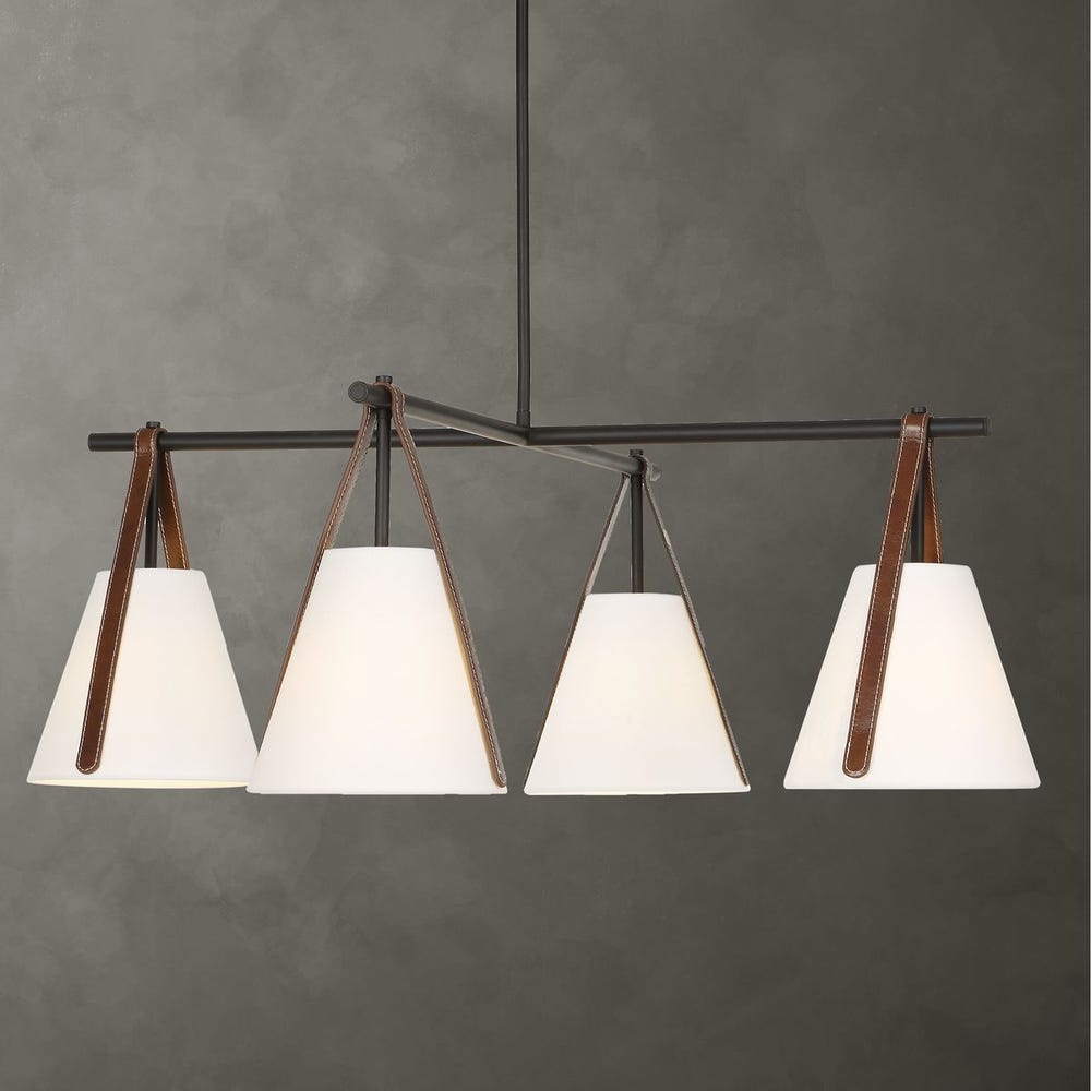 Uttermost Reins Saddle Brown Accent Straps 4 Light Chandelier