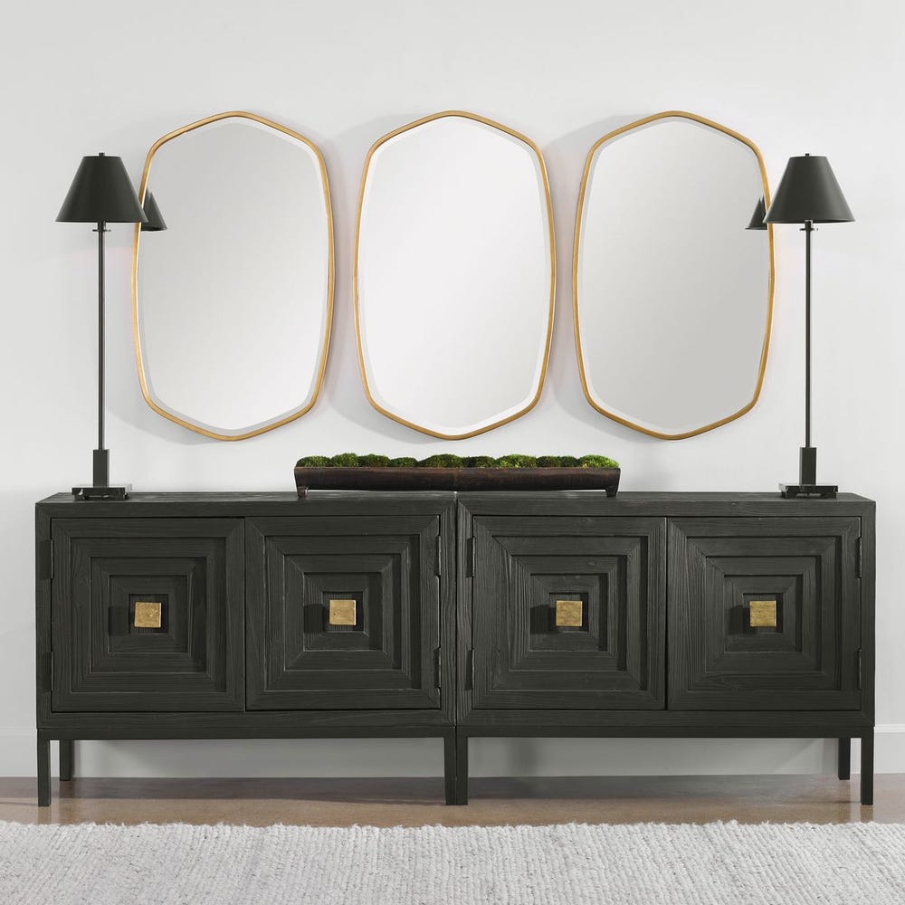 Uttermost Duronia Unique Shaped Antique Gold Leaf Mirror - Image 2