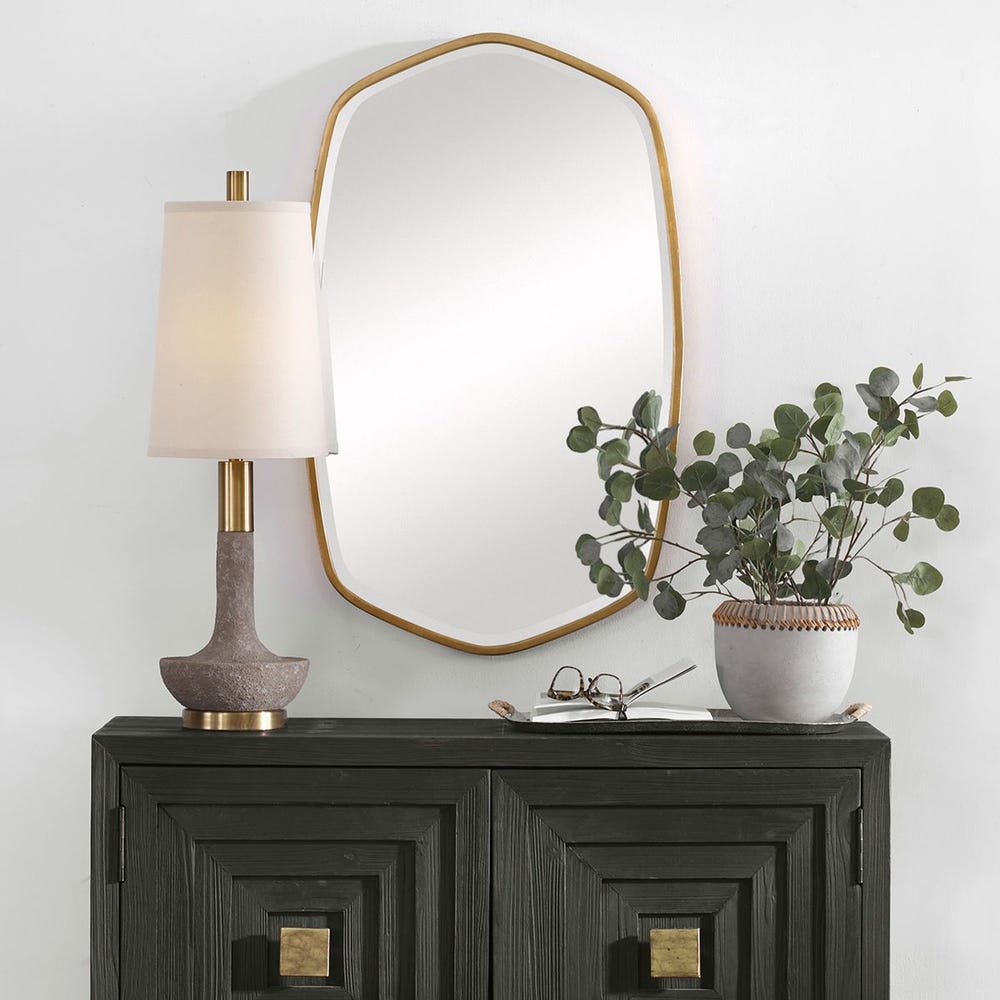 Uttermost Duronia Unique Shaped Antique Gold Leaf Mirror - Image 3