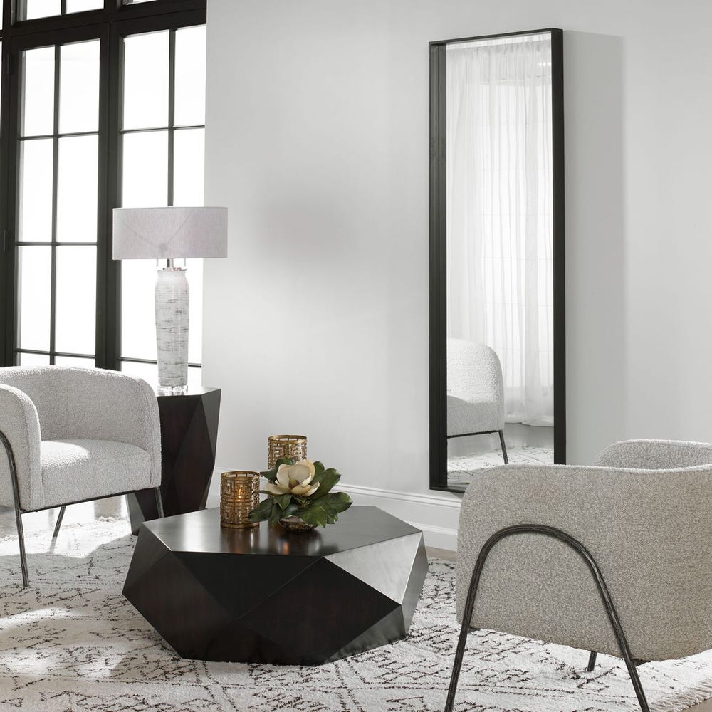 Uttermost Kahn Matte Black Iron Framed Oversized Mirror - Image 1
