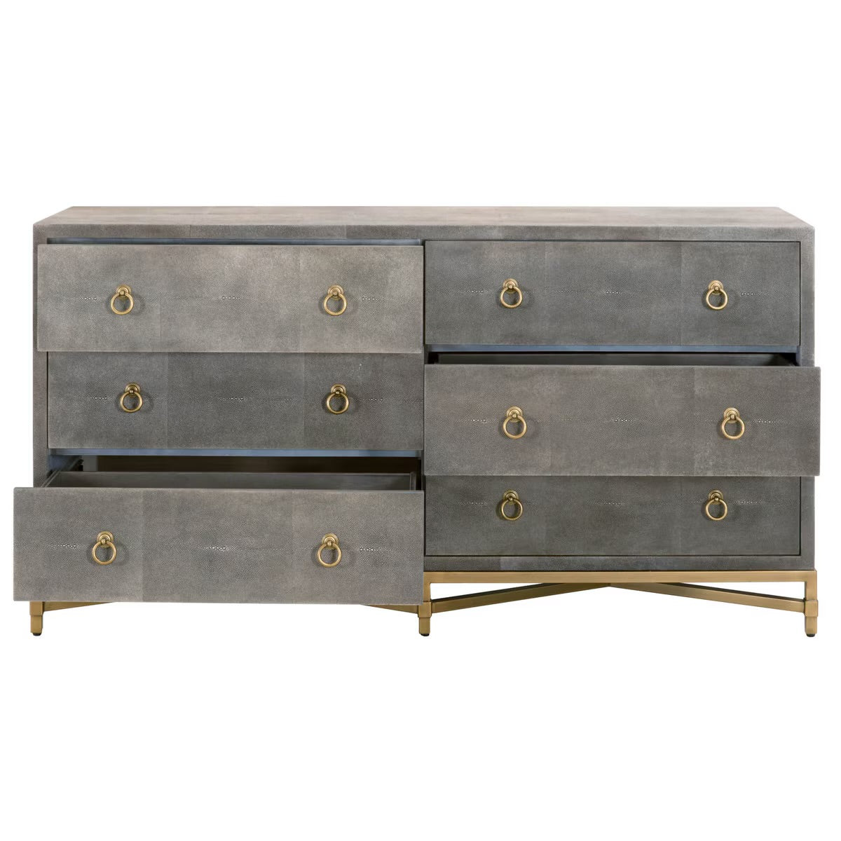Essentials For Living Strand Shagreen 6-Drawer Double Dresser~ Gray Shagreen With Brushed Gold Hardware - Image 2