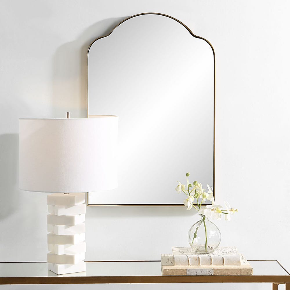 Uttermost Sidney Brushed Brass Arch Mirror - Image 1