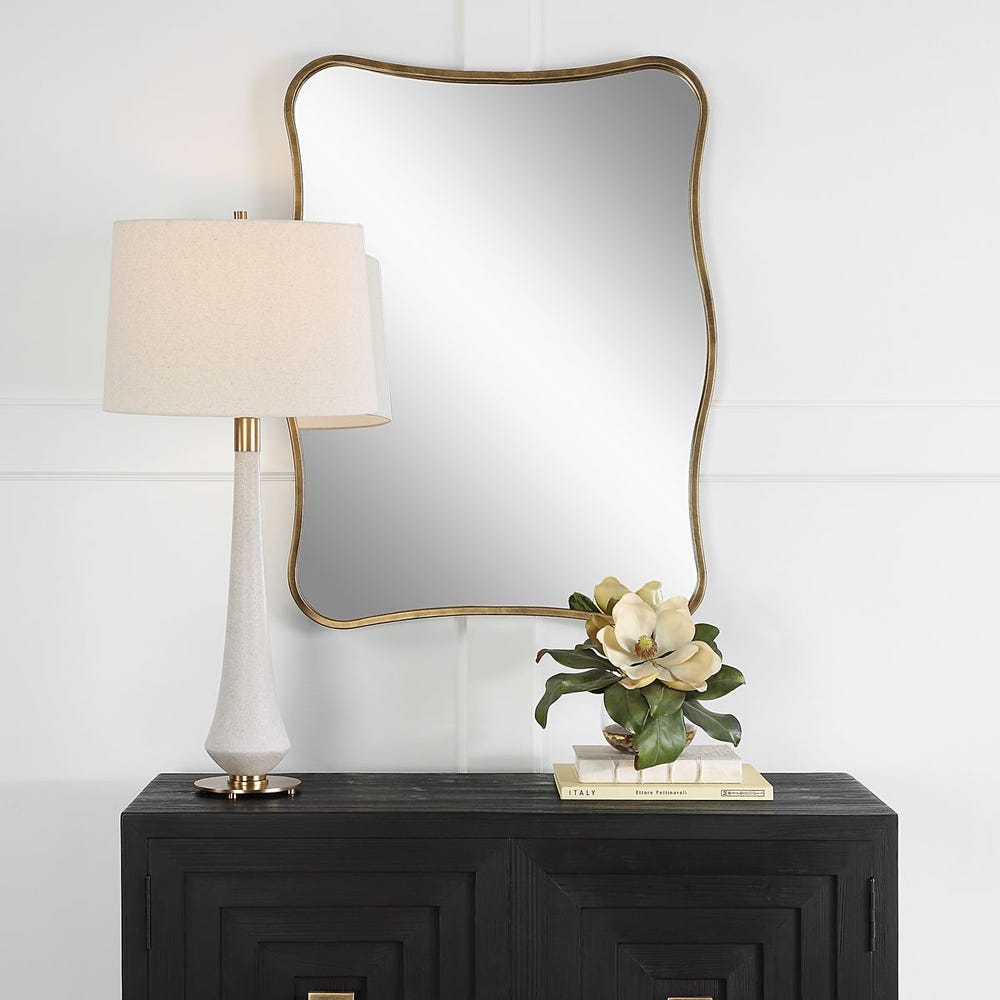 Uttermost Pavia Iron Antique Gold Vanity Mirror - Image 1