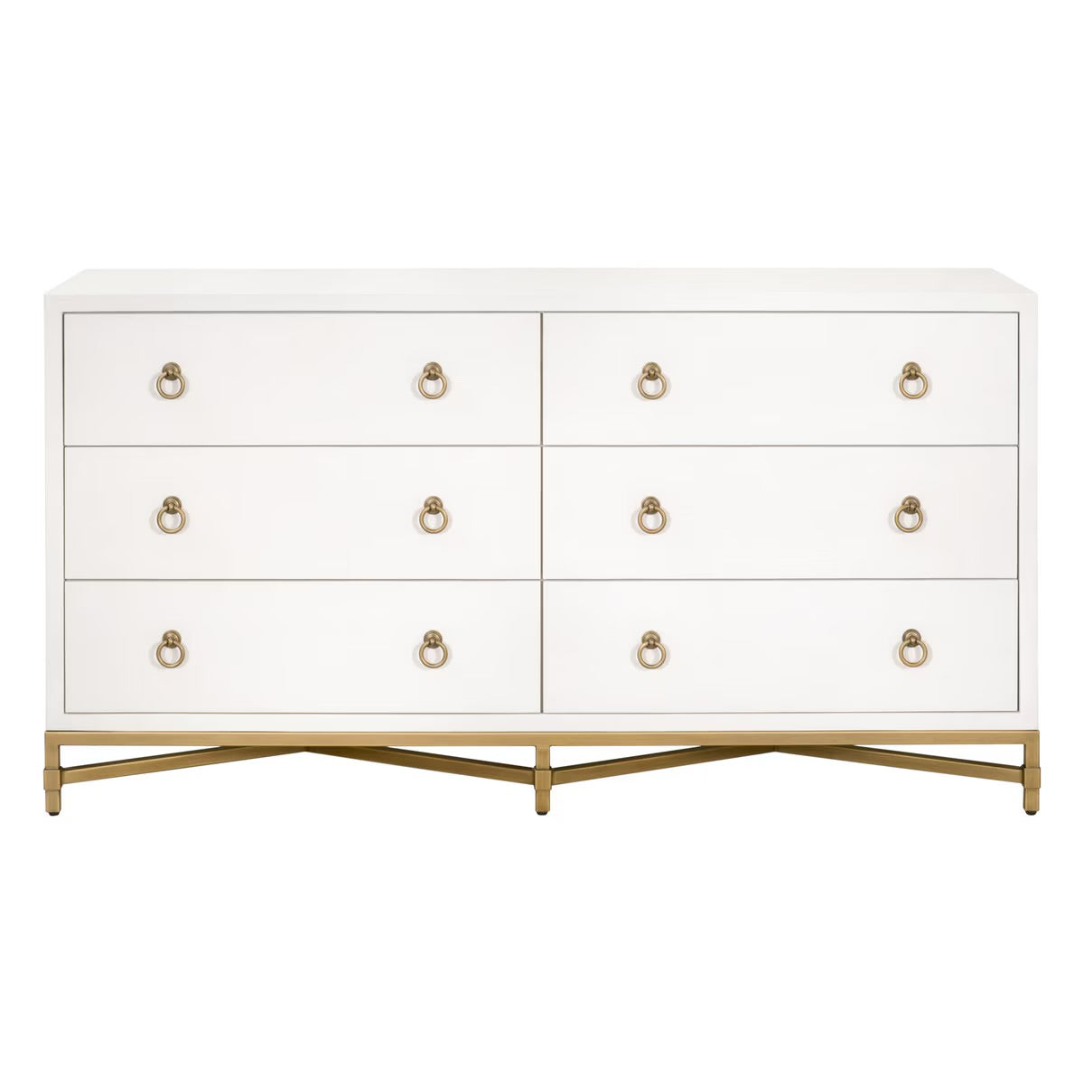 Essentials For Living Strand Shagreen 6-Drawer Double Dresser ~ Pearl Shagreen With Brushed Gold Hardware - Image 1