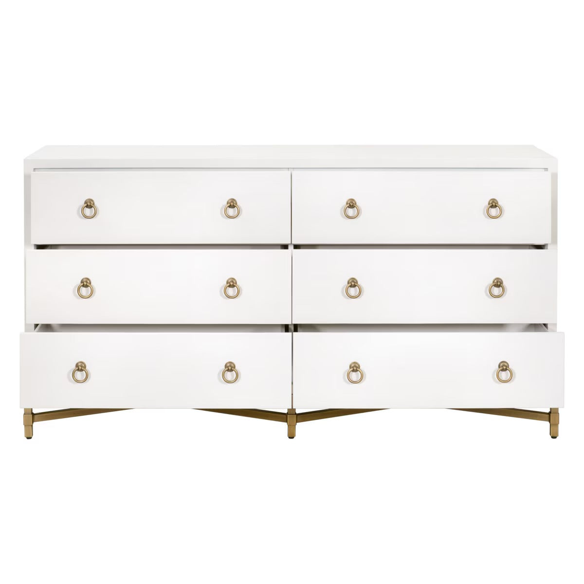 Essentials For Living Strand Shagreen 6-Drawer Double Dresser ~ Pearl Shagreen With Brushed Gold Hardware - Image 2