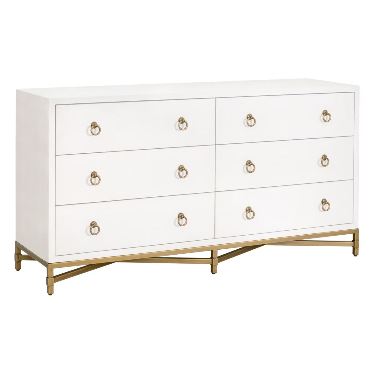 Essentials For Living Strand Shagreen 6-Drawer Double Dresser ~ Pearl Shagreen With Brushed Gold Hardware - Image 3