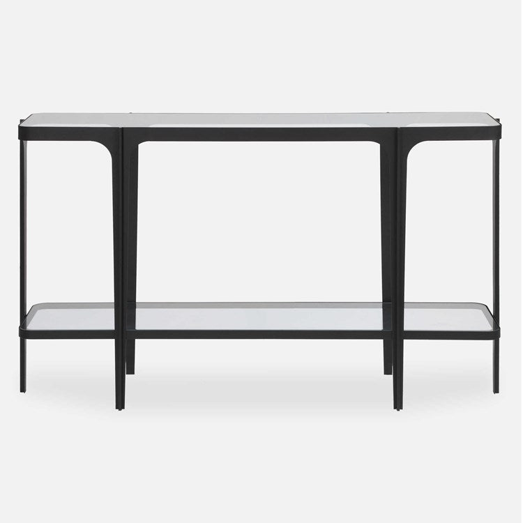 Uttermost Atchison Glass and Black Iron Console Table - Image 1