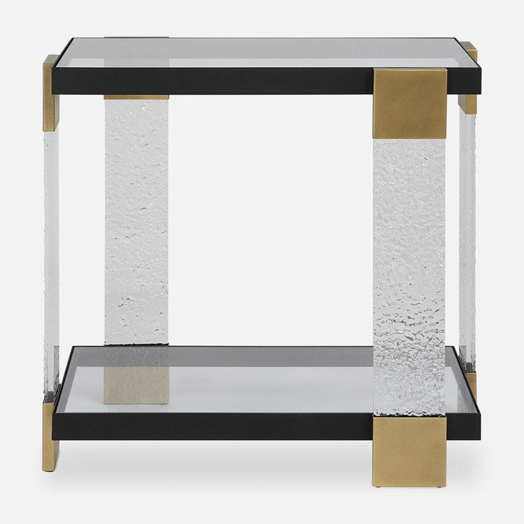 Uttermost Bendena Glass and Black Iron Side Table - Image 2