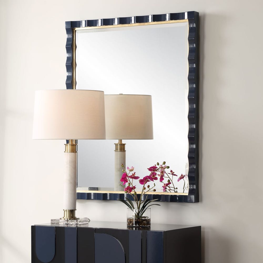 Uttermost Gulf Gold Leaf And Navy Mirror - Image 2