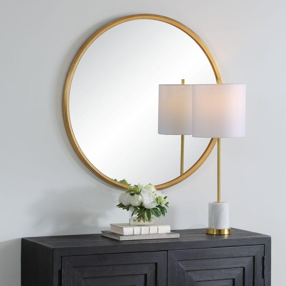 Casa Bella Living Gold Leaf 34” Round Mirror - Image 2