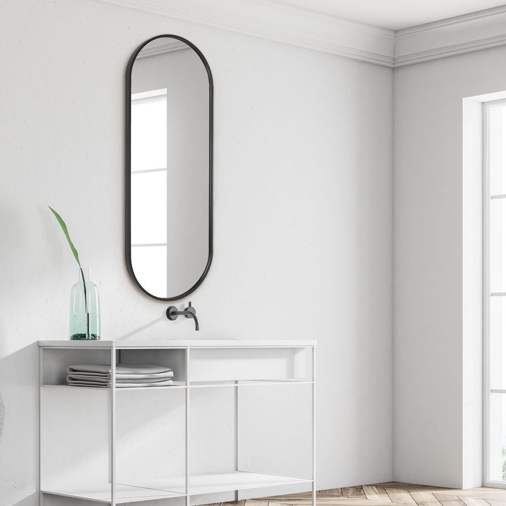 Uttermost Varina Tall Sleek Satin Black Mirror