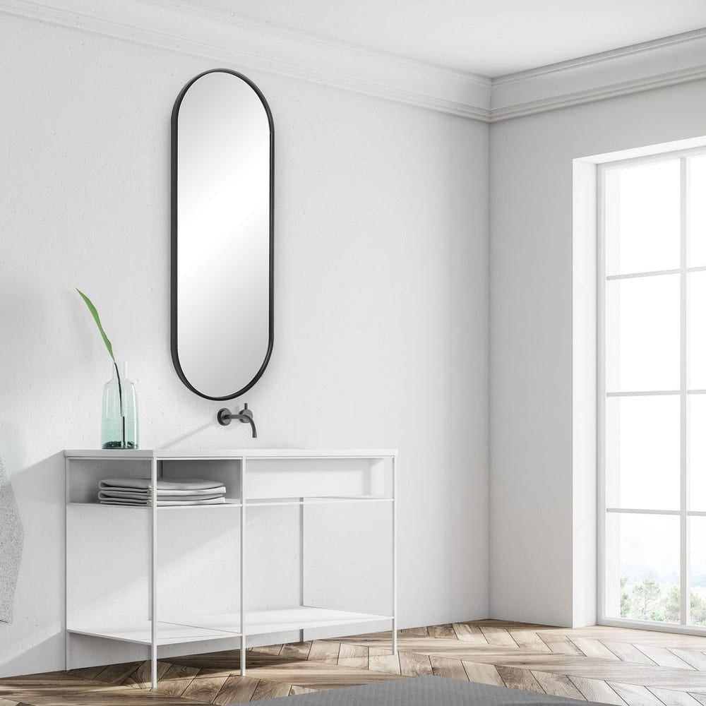 Uttermost Varina Tall Sleek Satin Black Mirror - Image 2