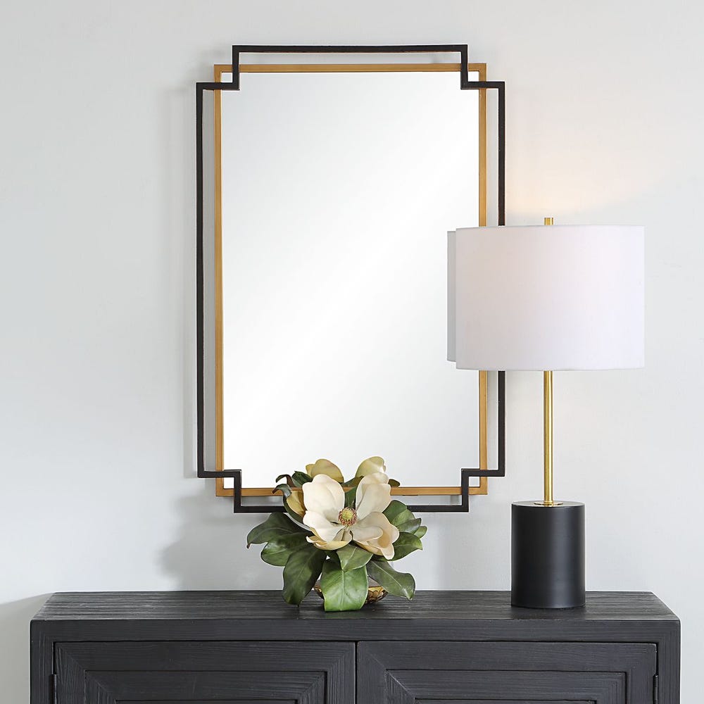 Casa Bella Living Brushed Gold And Dark Bronze Framed Mirror - Image 2