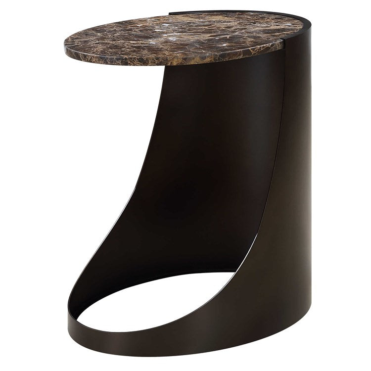 Uttermost Welling Chocolate Brown Marble Side Table - Image 2