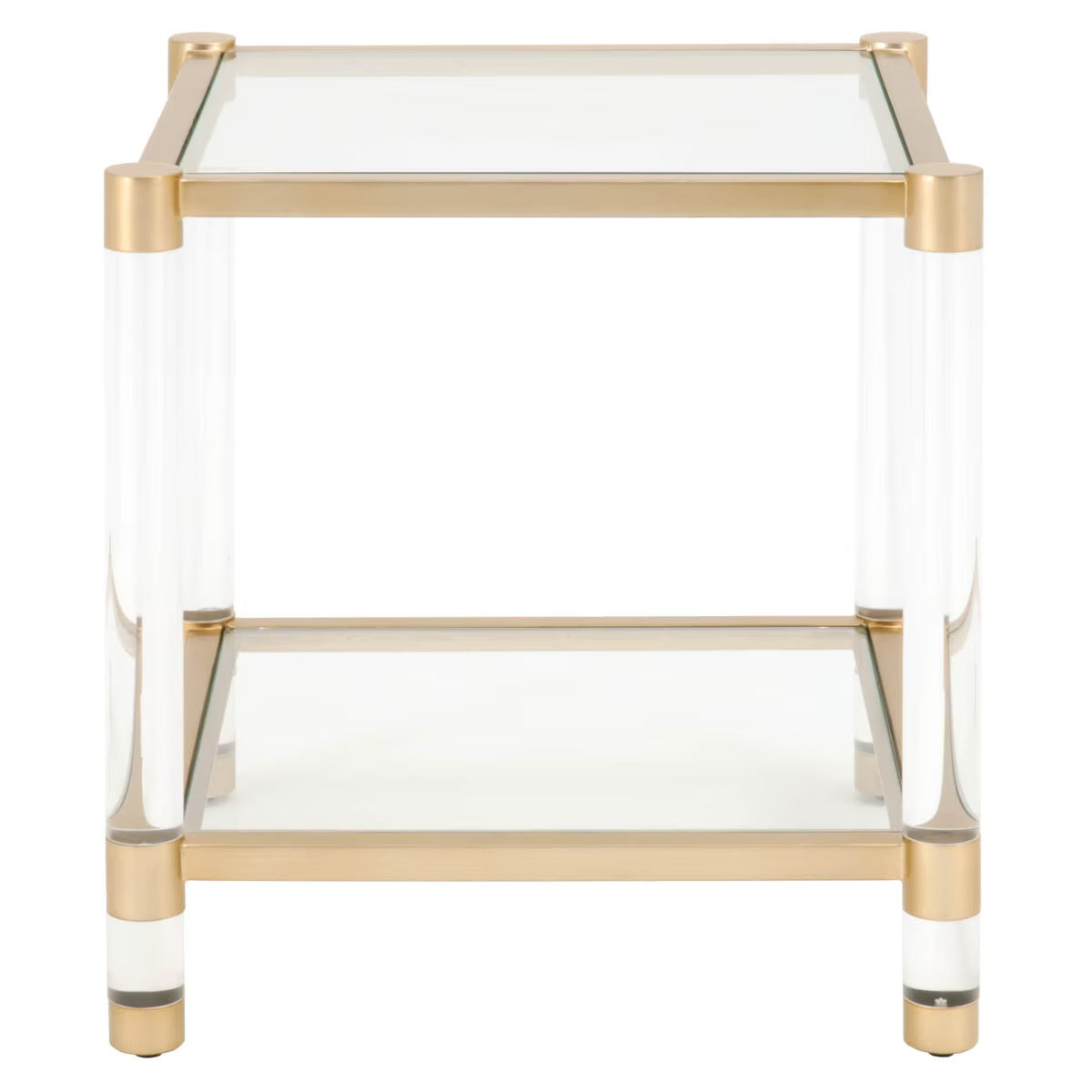 Essentials For Living Nouveau End Table ~ Brushed Brass, Lucite, Clear Glass - Image 1