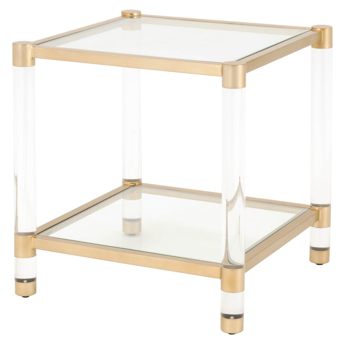 Essentials For Living Nouveau End Table ~ Brushed Brass, Lucite, Clear Glass - Image 2