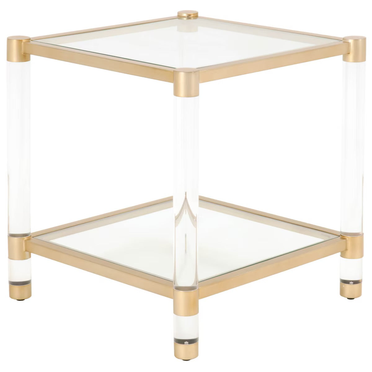 Essentials For Living Nouveau End Table ~ Brushed Brass, Lucite, Clear Glass - Image 3