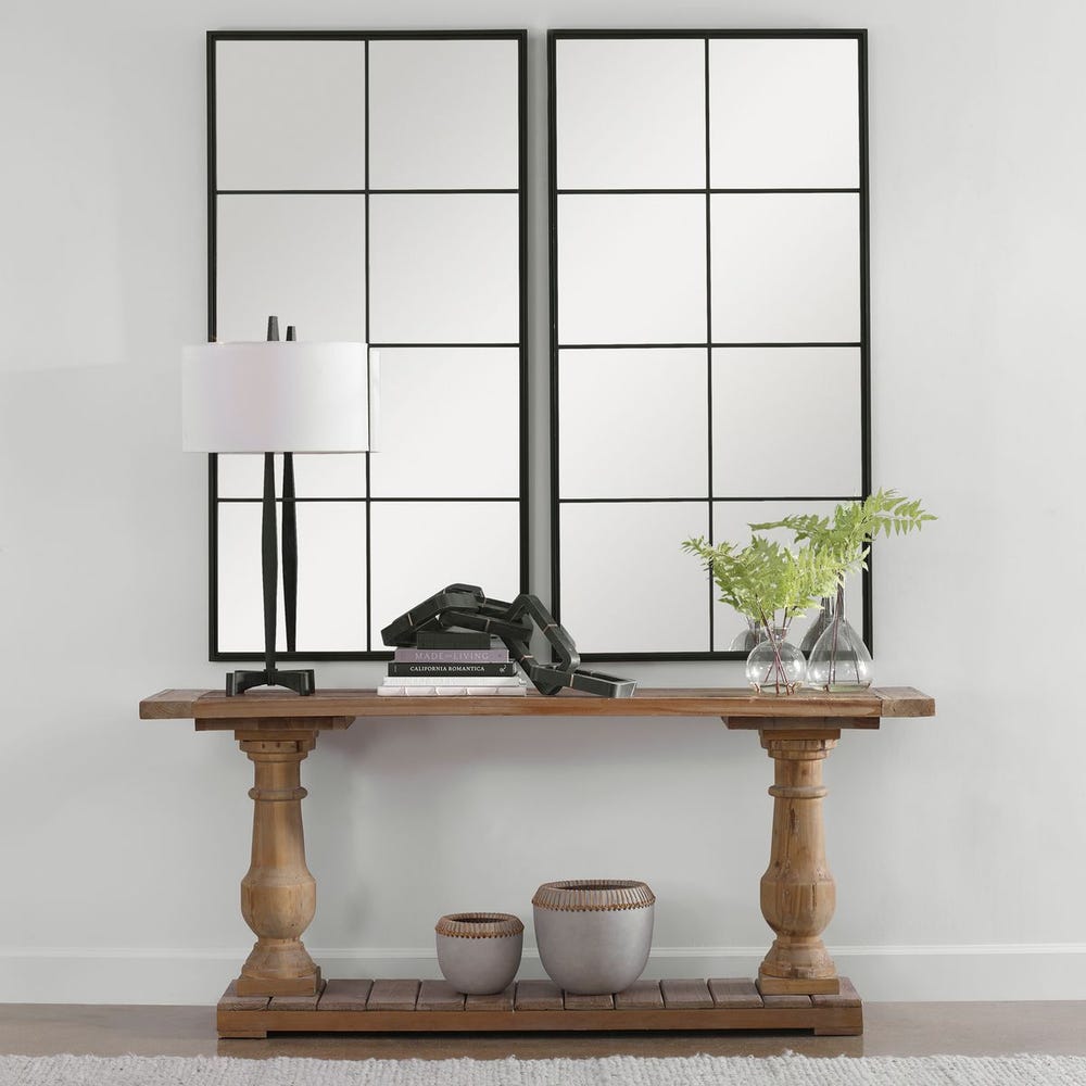 Uttermost Rousseau Iron Window Pane Mirror - Image 1