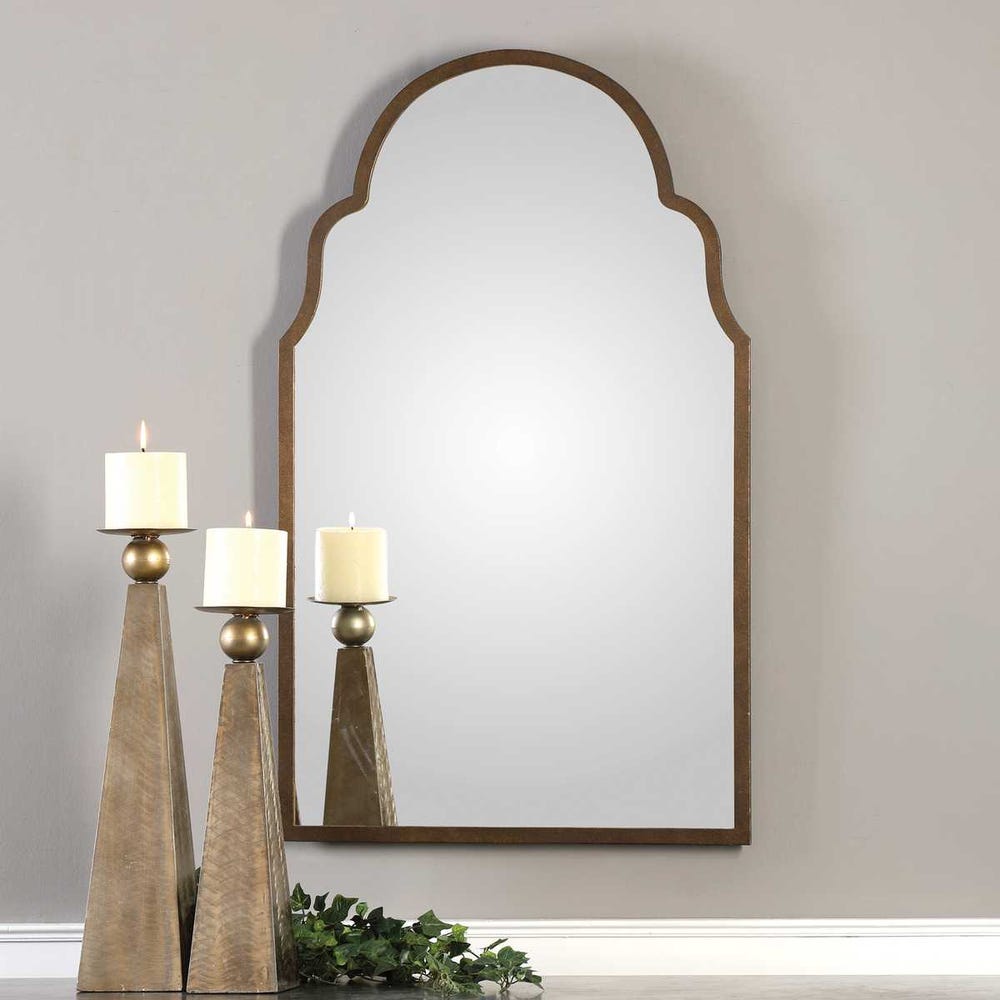 Uttermost Brayden Dark Brown With Gold Highlights Arched  Mirror - Image 1