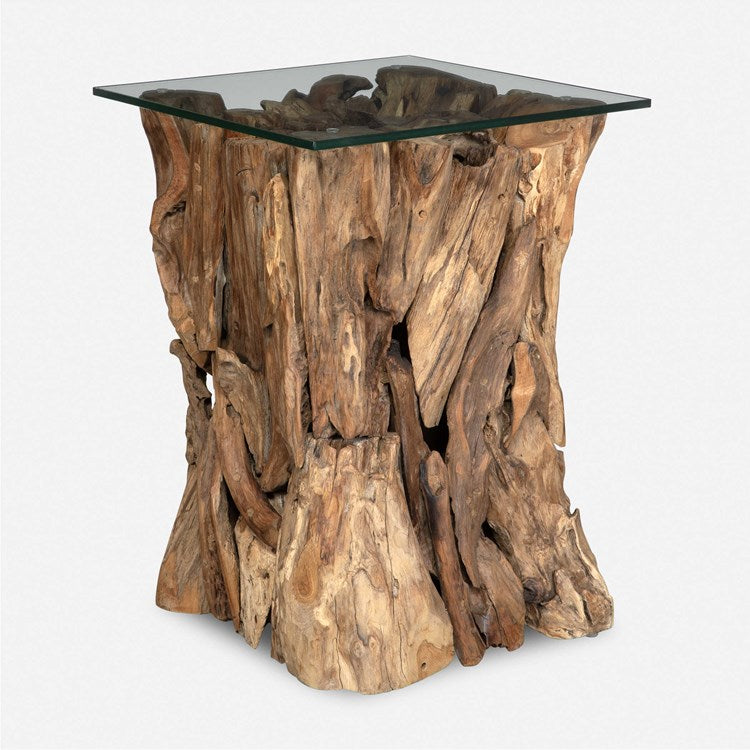 Uttermost Rozel Pieced Teak Wood End Table - Image 1