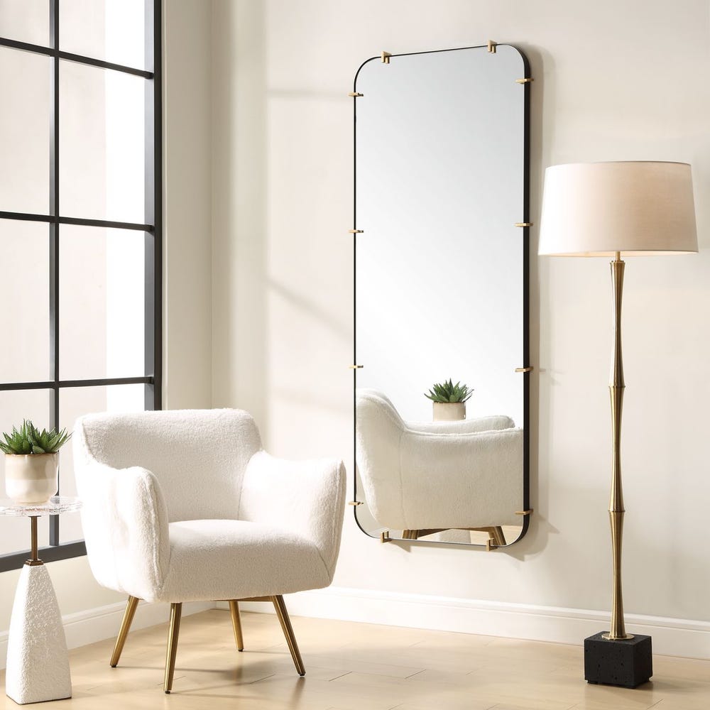 Uttermost Pali Black Iron With Antique Gold Tall Mirror - Image 1