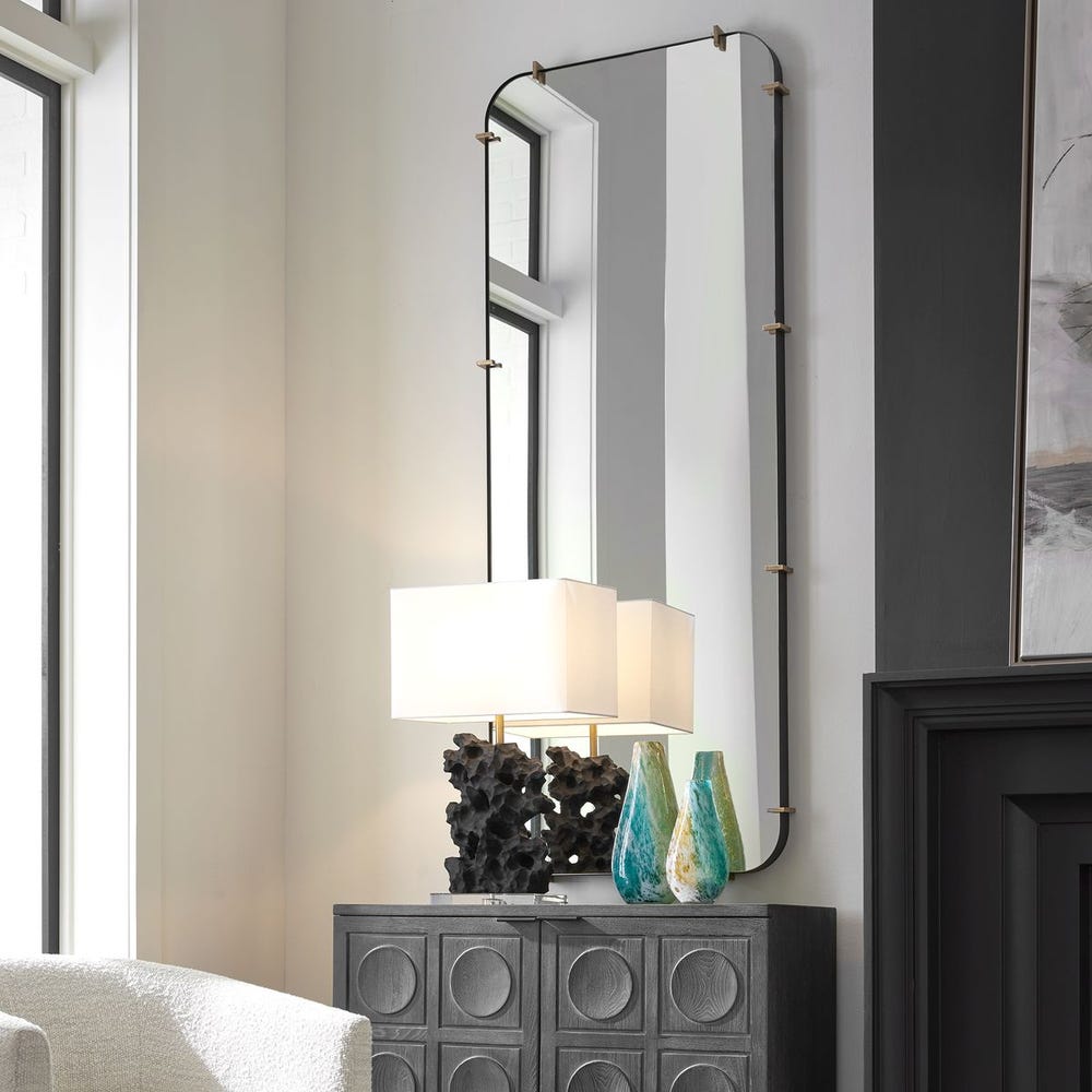 Uttermost Pali Black Iron With Antique Gold Tall Mirror - Image 3
