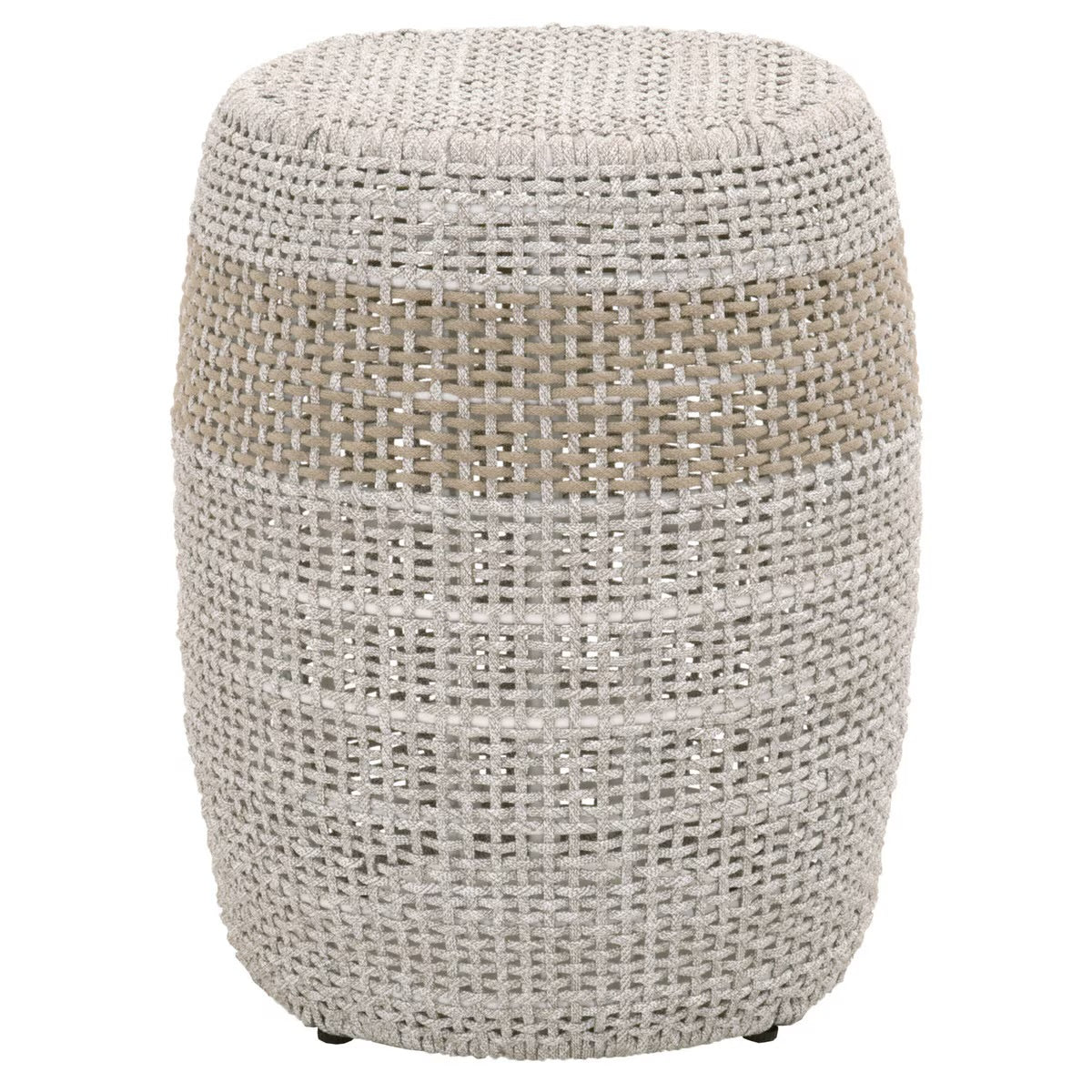 Essentials For Living Loom Accent Table~ Taupe & White Flat Rope, Taupe Stripe - Image 2