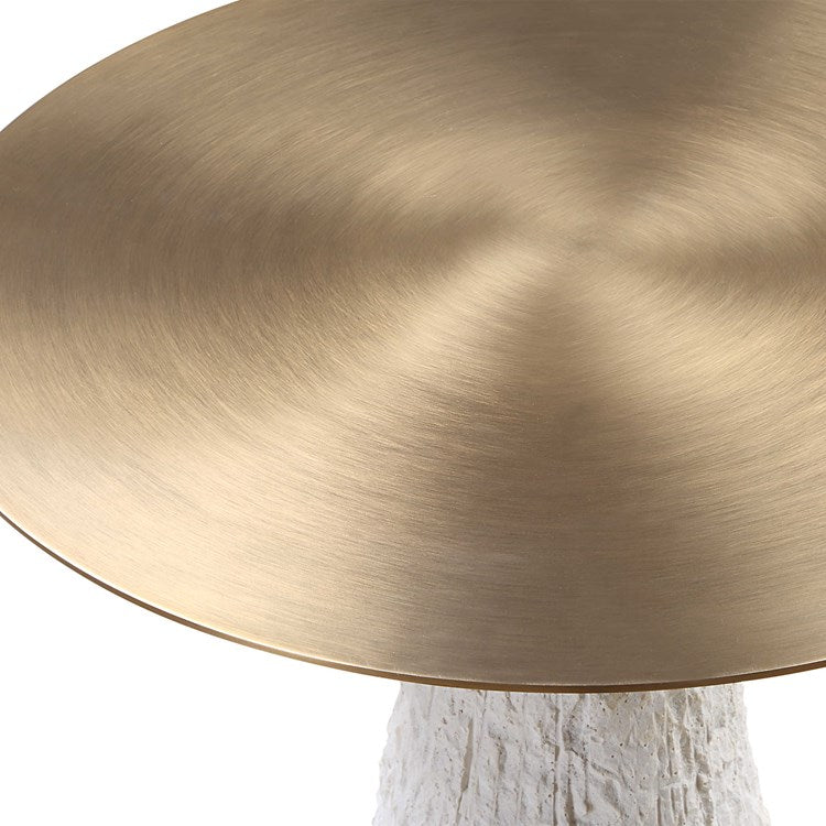Uttermost Hollen White Cast Stone and Metal Accent Table - Image 3