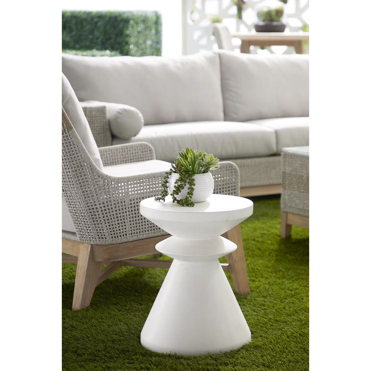 Essentials For Living Pawn Accent Table~ Ivory Concrete