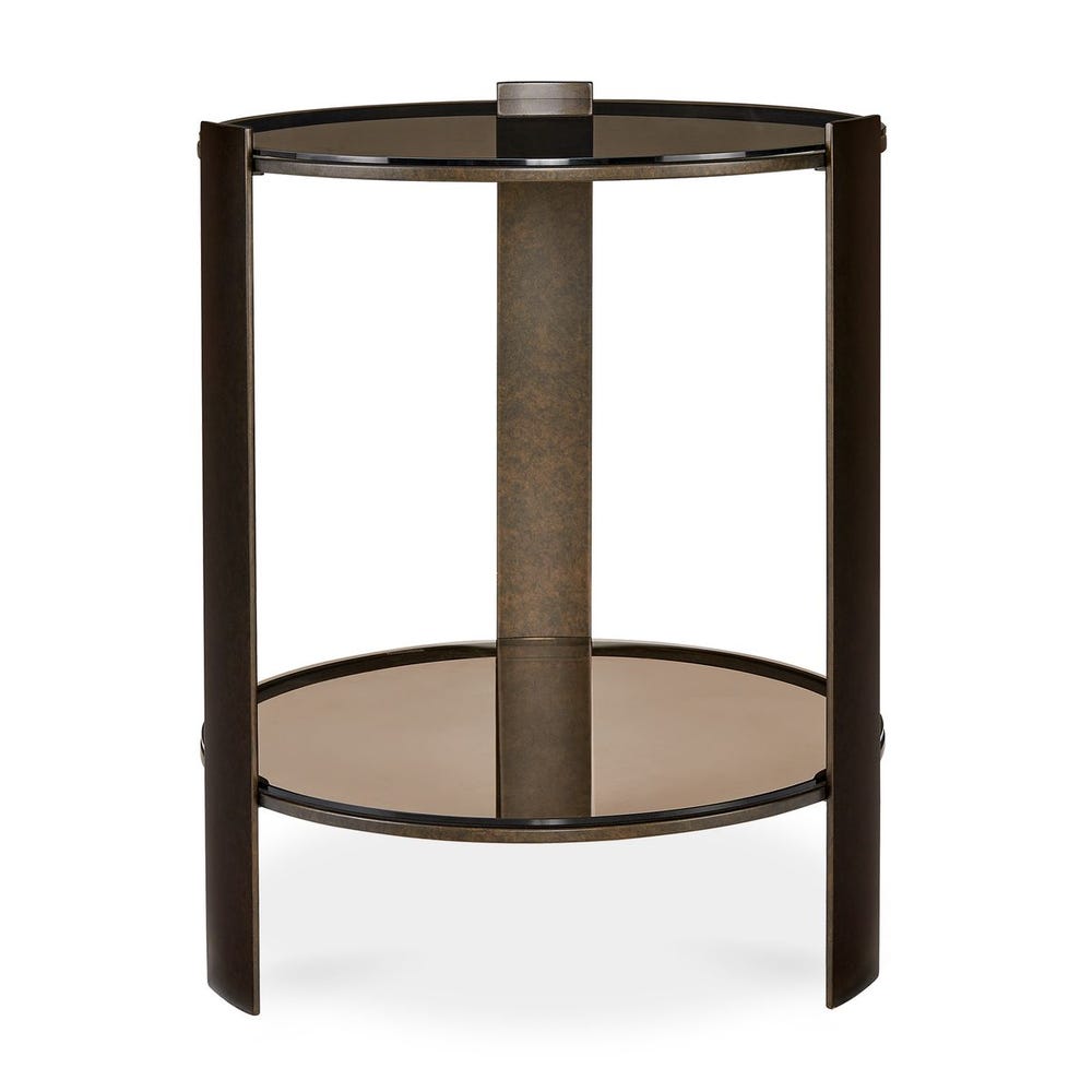 Uttermost Hanson Two Amber - Toned Glass Side Table - Image 2