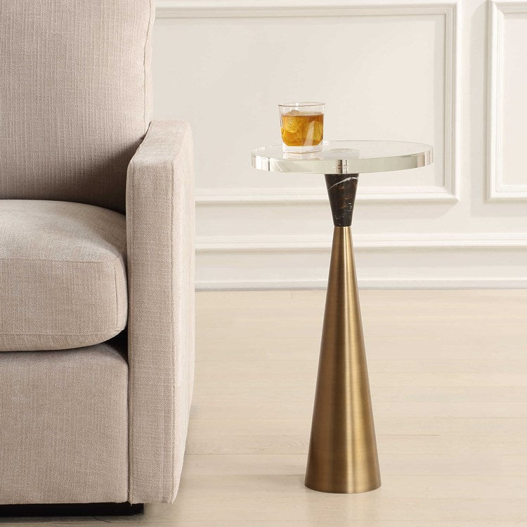 Uttermost Holton Brushed Brass and Marble Round Accent Table - Image 2