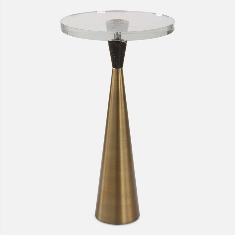 Uttermost Holton Brushed Brass and Marble Round Accent Table