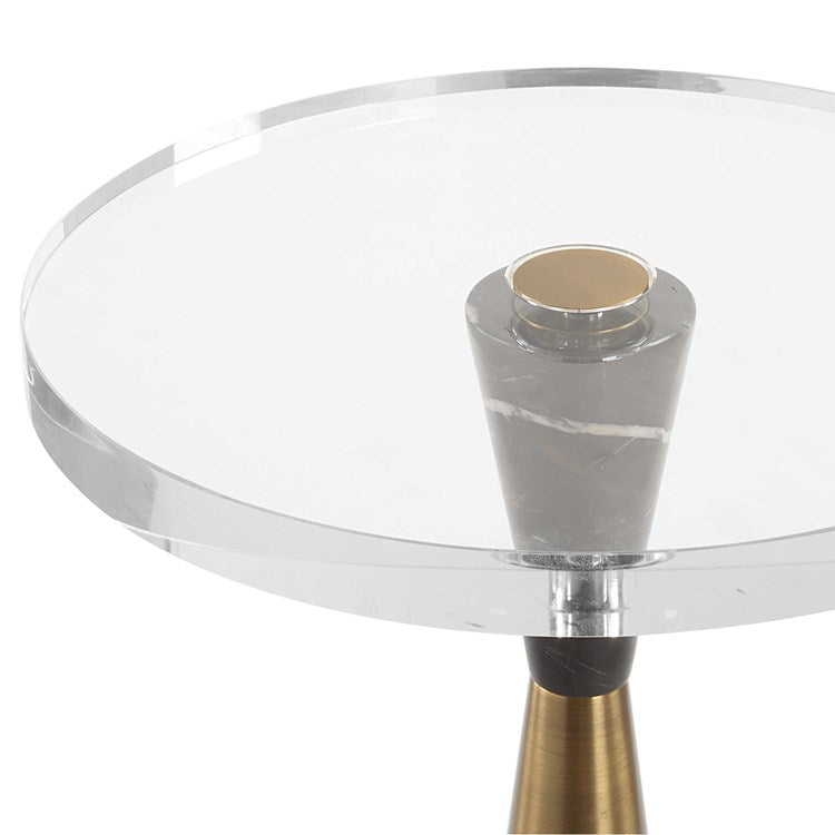 Uttermost Holton Brushed Brass and Marble Round Accent Table - Image 3