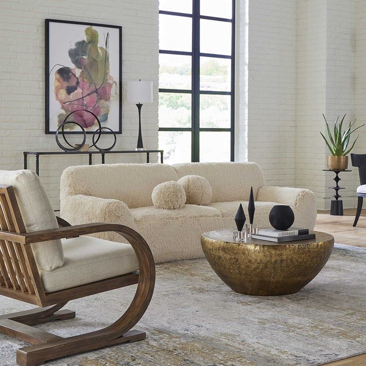 Uttermost Abide Caramel Long Haired Faux Sheepskin Sofa - Image 3
