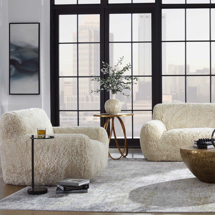 Uttermost Abide Caramel Long Haired Faux Sheepskin Accent Chair - Image 3