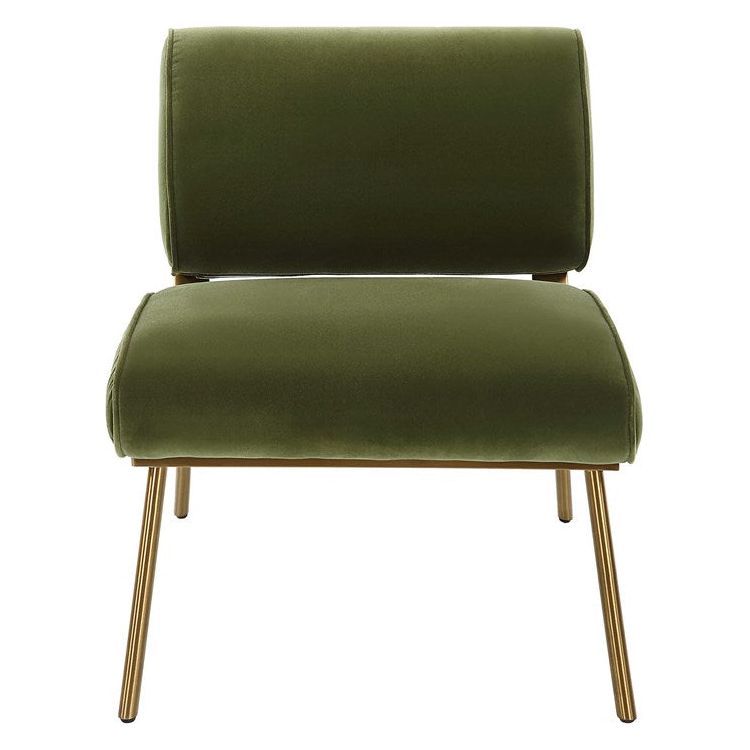 Uttermost Knoll Olive Green Velvet Mid Century Modern Accent Chair - Image 2